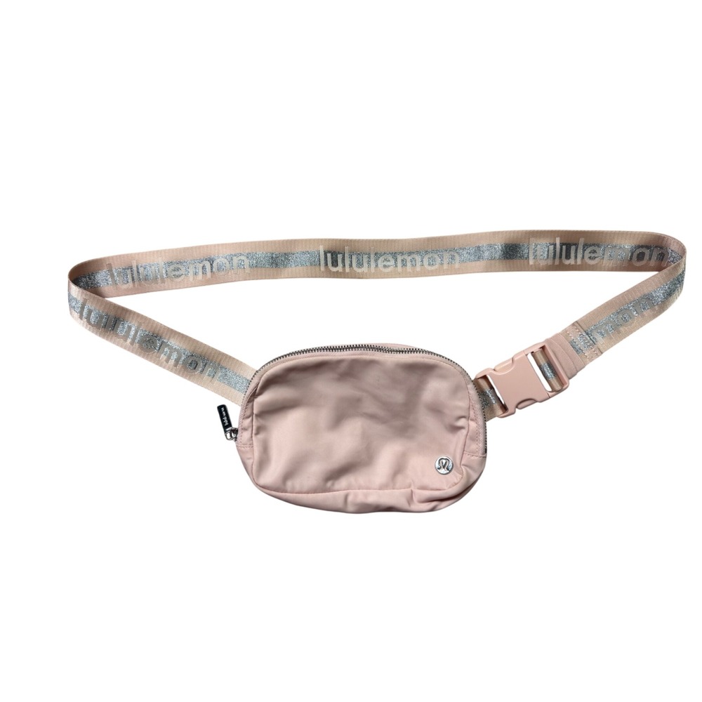 Lululemon Everywhere Belt Bag Pink Silver Wordmark Strap Crossbody